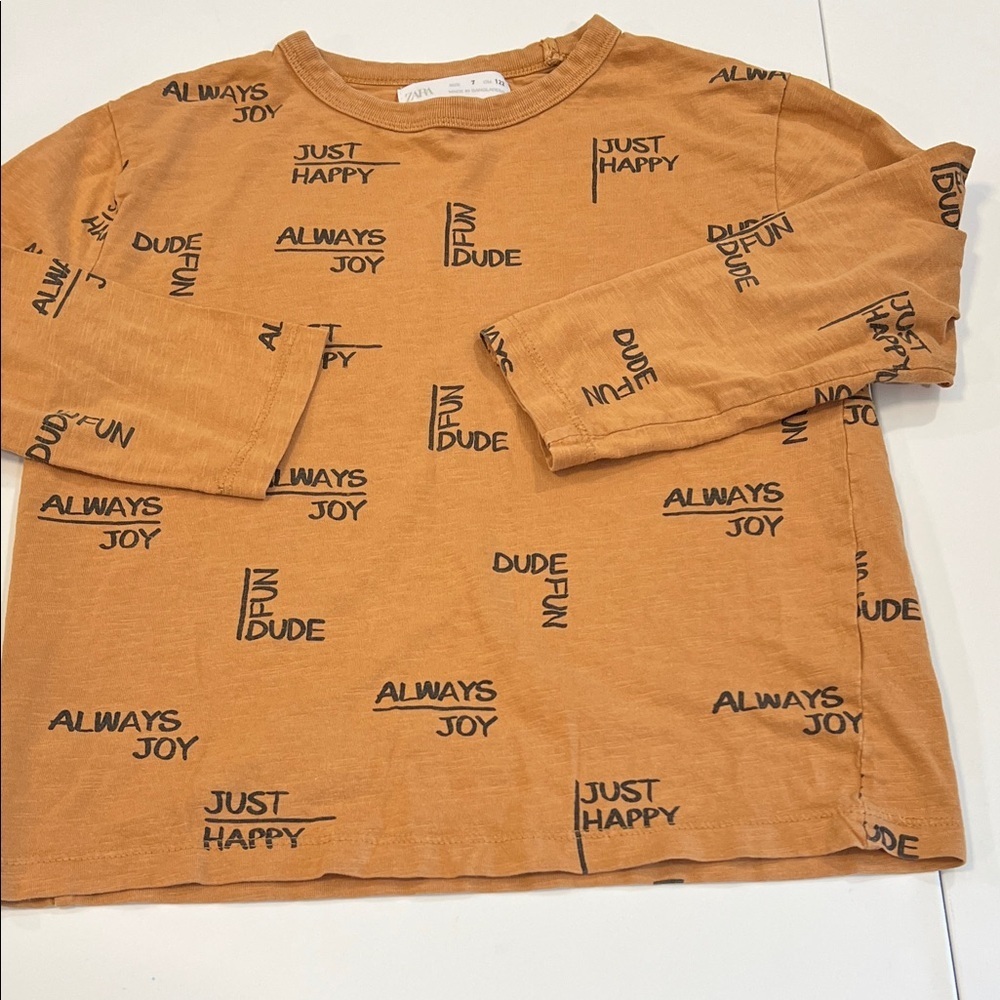Zara Kids - 7, Long Sleeve Tee in‎ Warm Orange